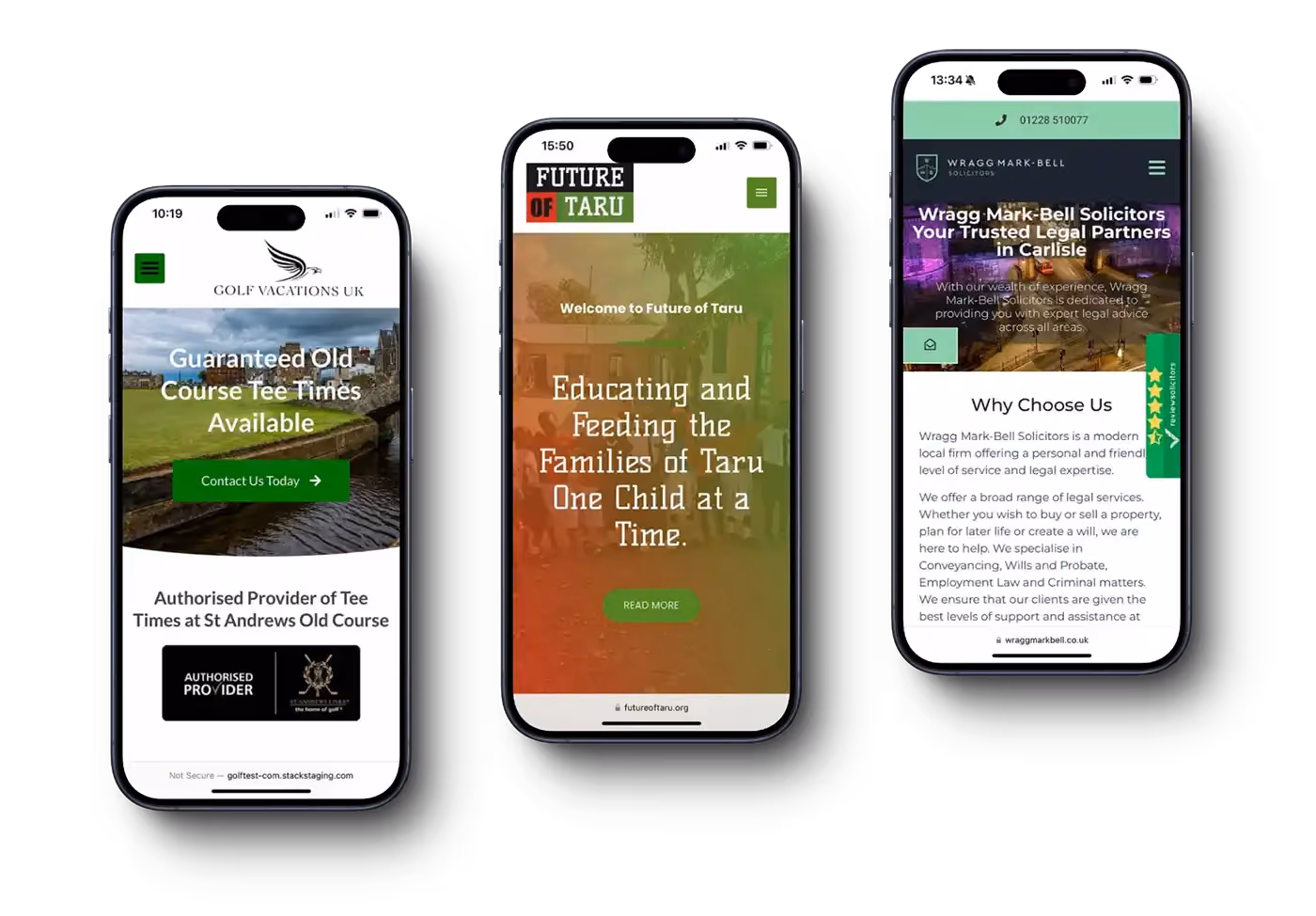 mobile web design three phones